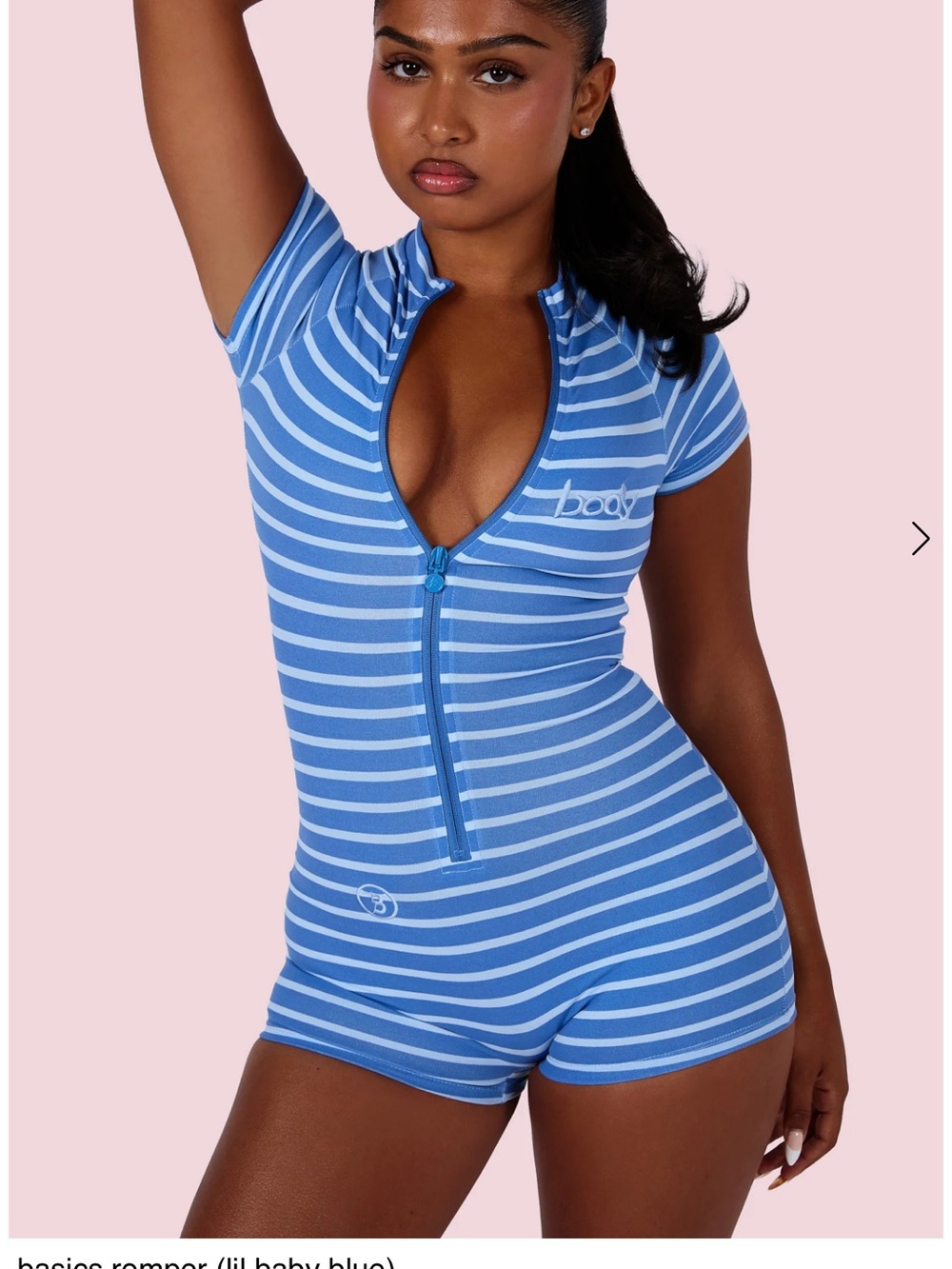 Lil Baby Blue Striped Zip-Front Kids One-Piece Bodysuit